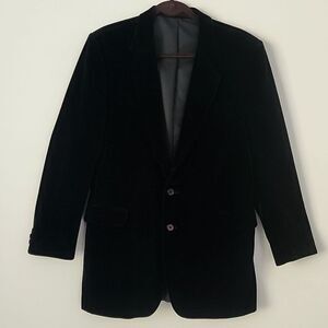 Macintosh Black Velvet Single Breasted Blazer Jacket 40L Made In Holland